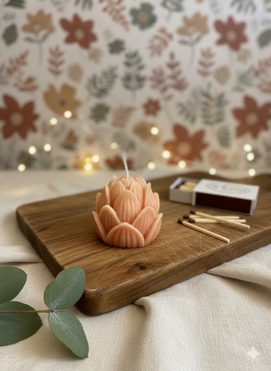 Mini Lotus Sculpture Candle – Hand-Poured Soy Wax | 13 Scents