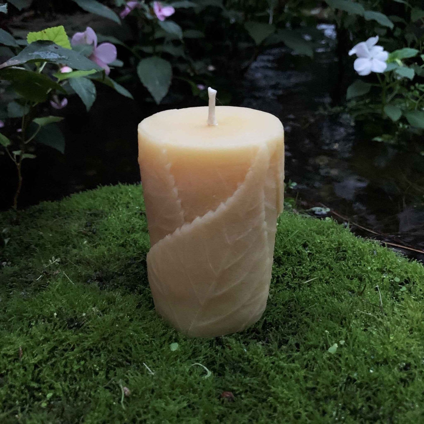 Leaf Pillar Beeswax Candle