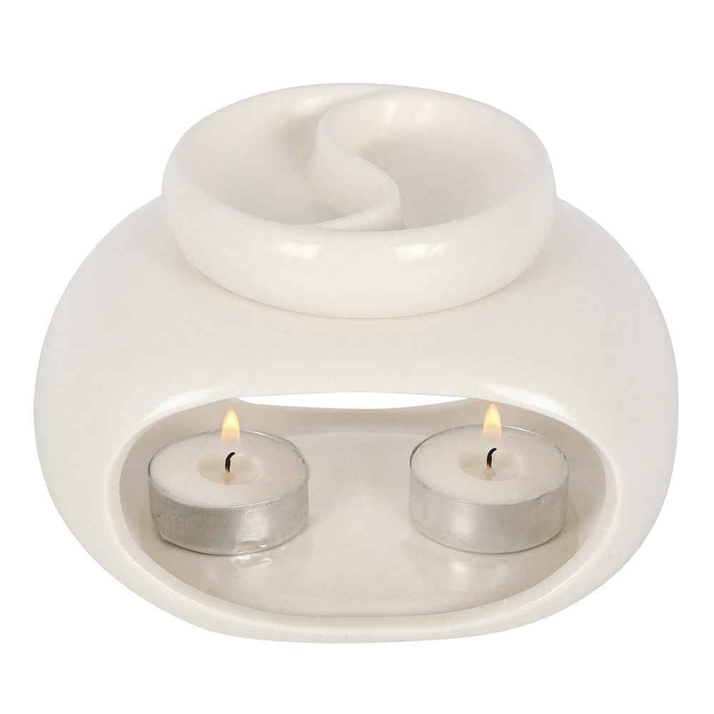White Double Oil Burner and Wax Warmer