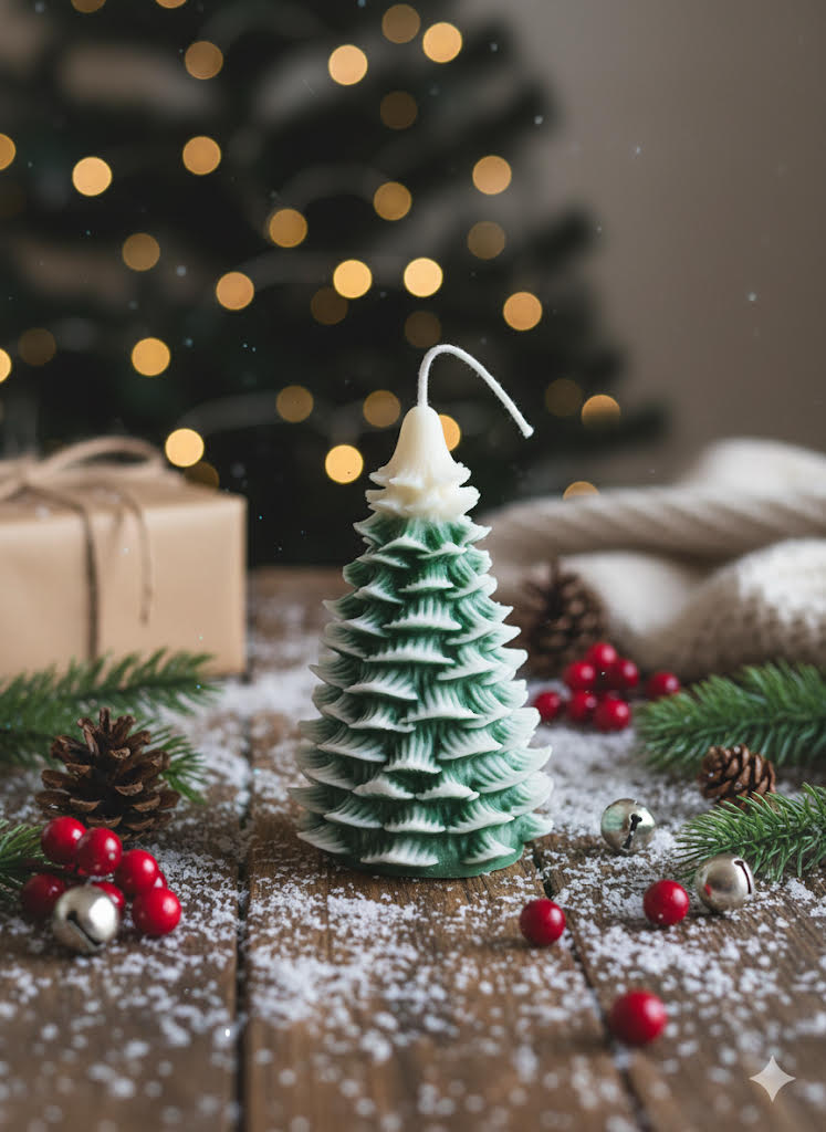 Handmade Christmas Tree Candle – Festive Holiday Décor & Gift