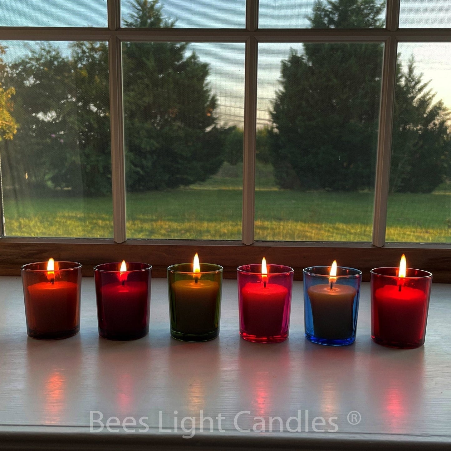 Colored Glass Votive Holders with or without Beeswax Candles